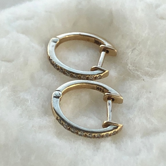 Diamond Huggie Earrings 14k 🤍SALE🤍 - Picture 4 of 9